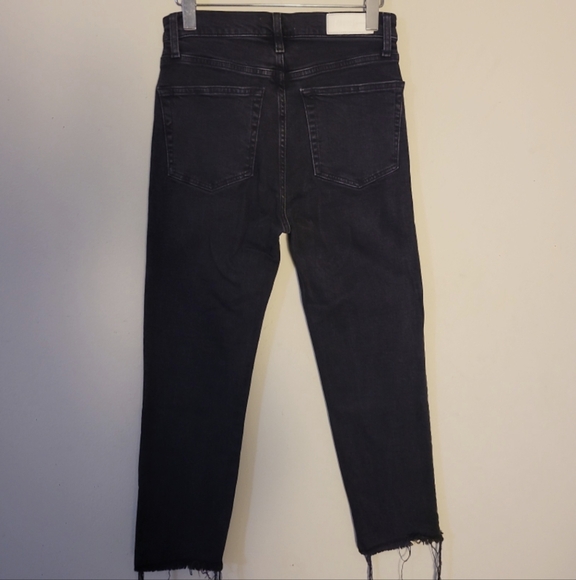Re/Done Washed Black Stovepipe Straight Crop Jean Sz 28 - Picture 4 of 7